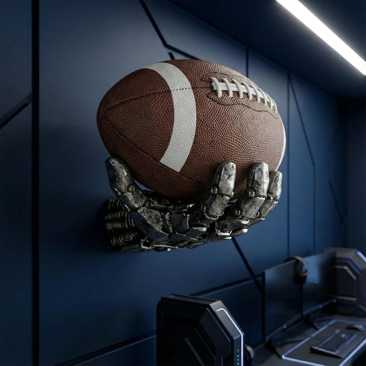 Skiennix Basketball Holder Wall Mount - Cyberpunk Mechanical Hand Design | Unique Resin Wall Art for Man Cave