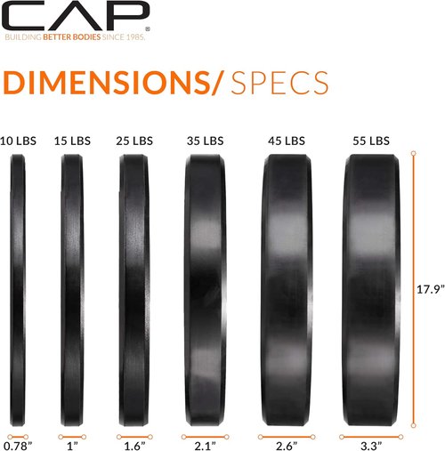 CAP 2-Inch Olympic Bumper Plate Weight Set - 100-370 lbs | Available in Multiple Colors | Optional Storage Rack