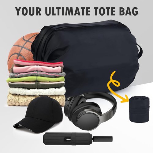 Aosbos Duffle Bag - Foldable Travel Backpack for Men & Women | Large Packable Weekender in Classic Black