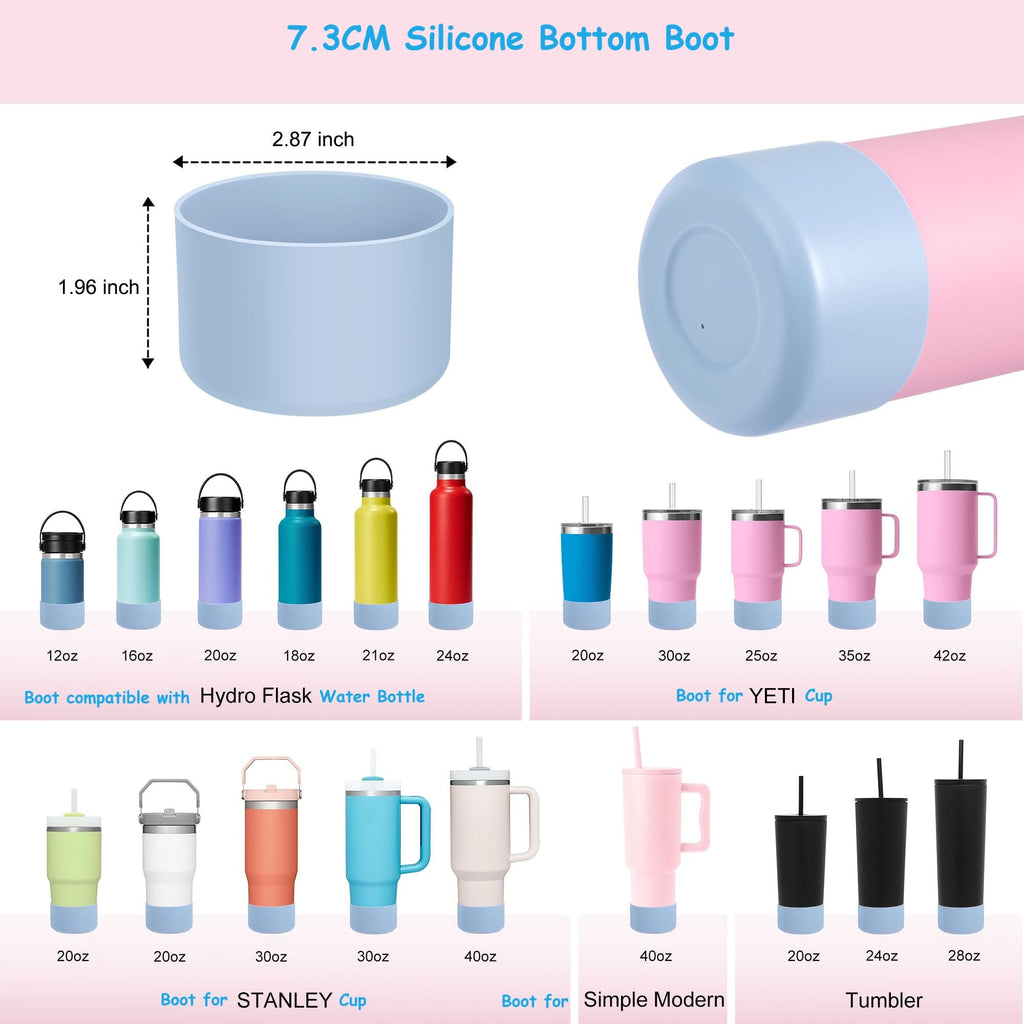 2-Pack Silicone Boot for 40 30 20 OZ Stanley Cup Accessories, Anti-Slip Thick Protective Sleeve Cover for Stanley 20OZ 30OZ Tumbler Ice-Flow 16OZ Bottle, Boots for Yeti Cups Protector Bottom Bumper