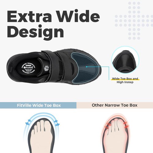 FitVille Extra Wide Walking Shoes - Orthopedic Sneakers for Swollen Feet | Rebound Core V8