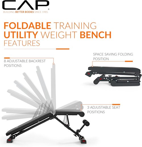 CAP Barbell Adjustable Utility Weight Bench - Multi-Purpose Strength Training | Various Options Available