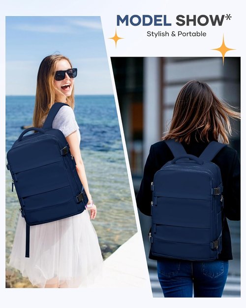 Coofay Travel Backpack - Versatile Carry-On Bag for Airplanes | Sapphire Blue, Ideal for Women and College Use