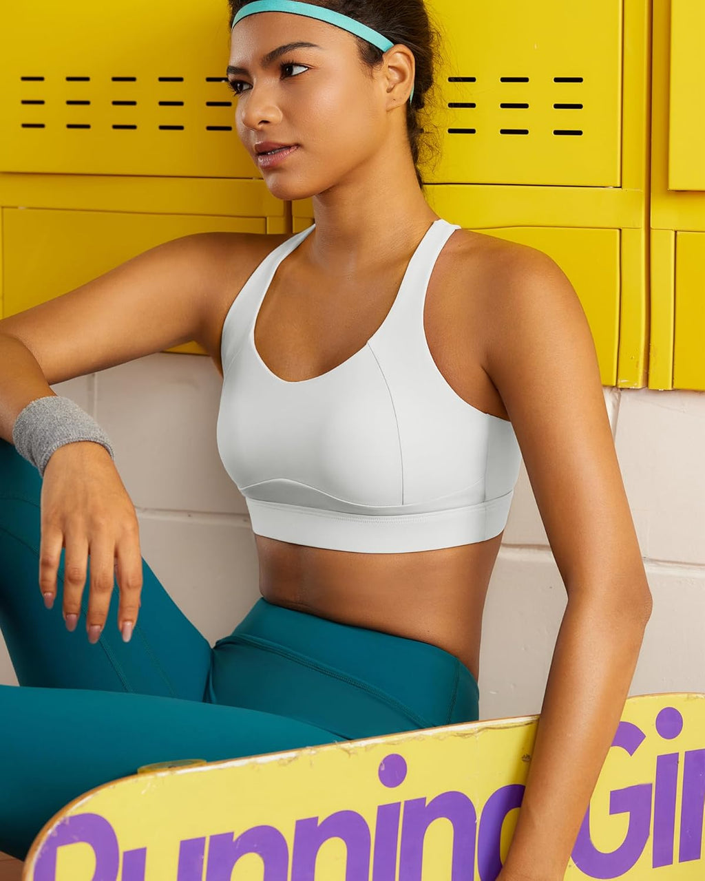 RUNNING GIRL High Support Sports Bra for Women - Adjustable Straps & Sewn-In Pads | Comfortable Fit
