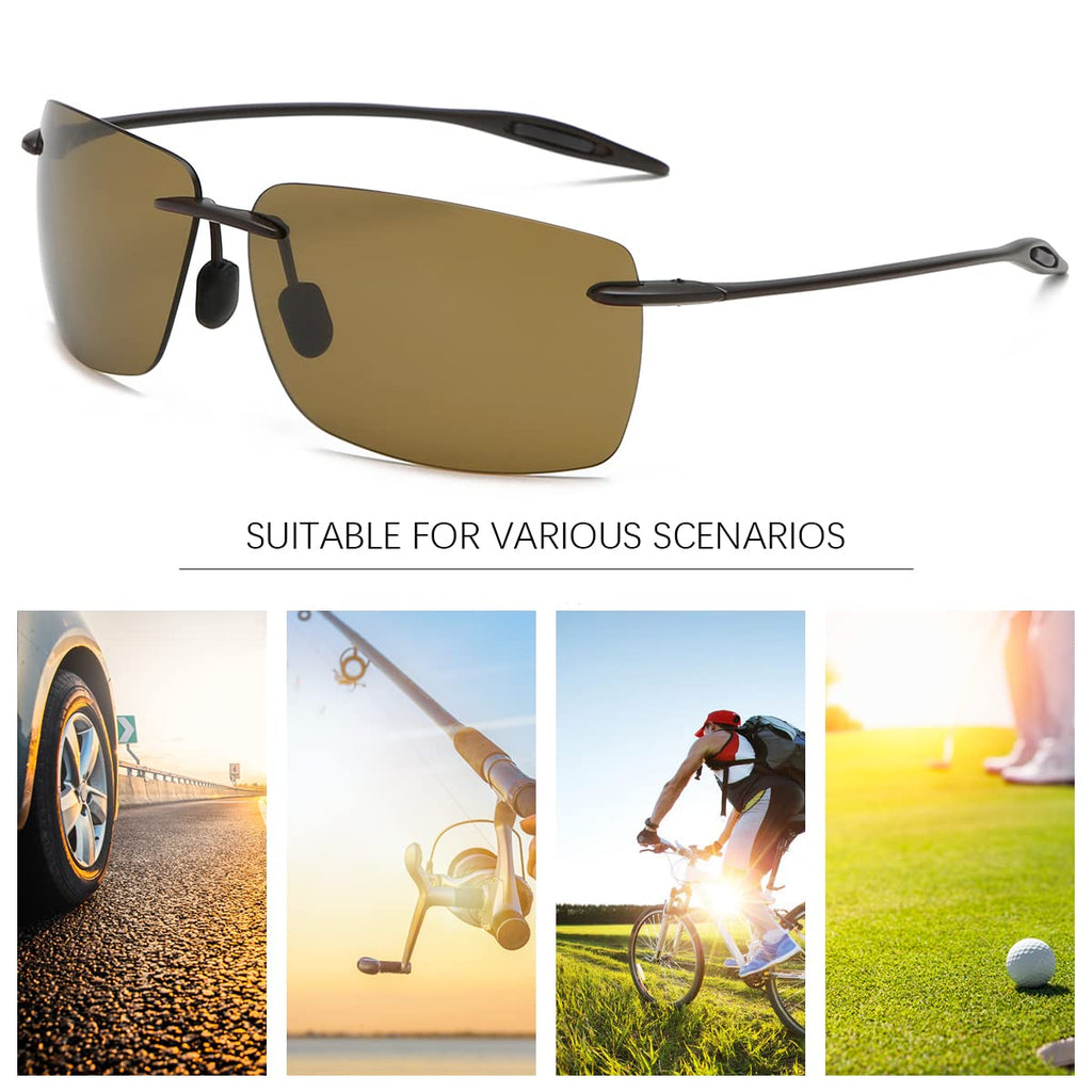 PEEPAI Polarized Sunglasses for Men and Women, Lightweight and Durable Sports Sunglasses with UV Protection for Driving Fishing Golf - Brown