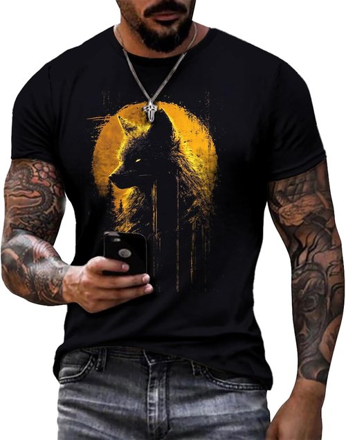 Domirica Cool Animal Graphic Tee - Quick Dry 100% Cotton Crewneck T-Shirt for Men, Big & Tall
