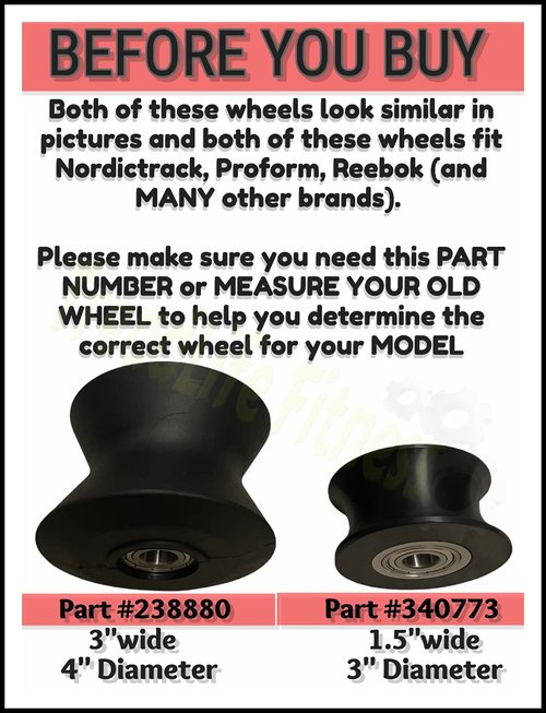 TreadLife Fitness Elliptical Wheel - Works on Proform - Part Number 340773 - COMES with FREE TREADLIFE FITNESS BEARING GREASE $10 VALUE!
