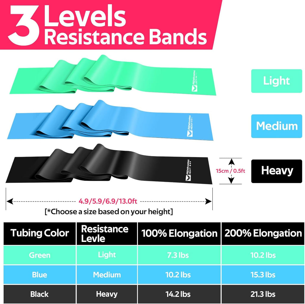 RENRAREN Resistance Bands - Versatile Exercise Bands for Strength Training, Yoga, and Rehab | Starter Set