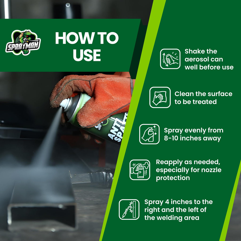 Sprayman Anti Spatter Welding Spray - (1x12.3 oz) Welding Anti-Adhesion Protection for Nozzles & Torches, Suitable for TIG and MIG, Prevents Weld Splatter, Non-Flammable After Use | 1 Pack