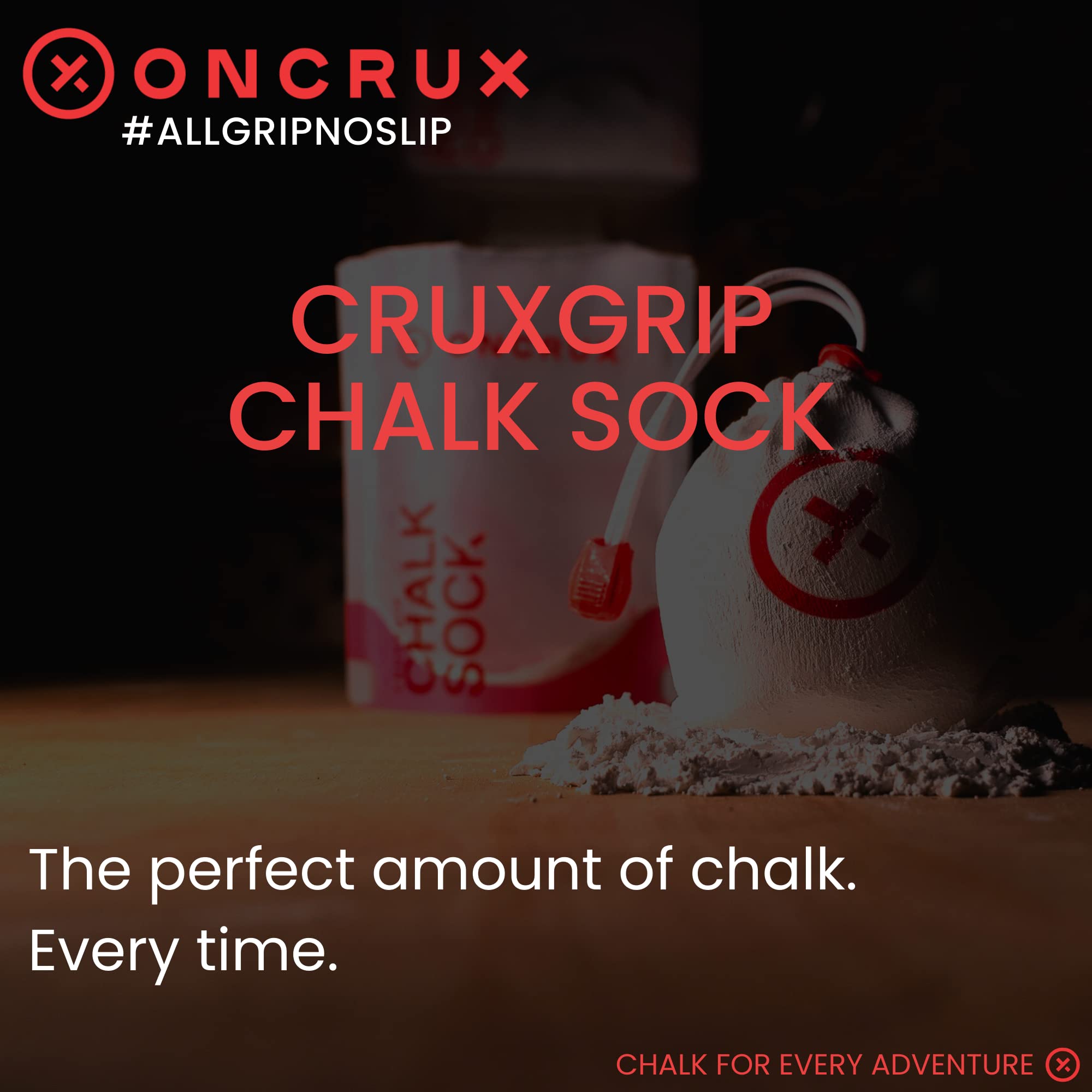 Oncrux Chalk Sock 2 oz - Premium Refillable Chalk Ball - Made in USA - Performance Grade Grip Enhancer for Weightlifting, Rock Climbing, Gymnastics, Disc Golf and More