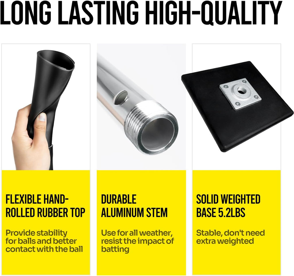 PLAYAPUT Portable Baseball Batting Tee - Height Adjustable 25-37 Inches | Easy Transport & Durable Design for All Ages