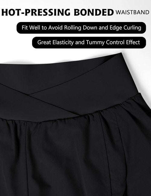 Blooming Jelly Women's High Waisted Workout Shorts - Athletic Running Shorts with Zipper Pockets
