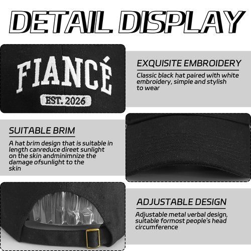 Tmsek Engagement Party Gifts - Newly Engaged Couples Hat, Fiance Gifts for Him Adjustable Embroidered Engaged Gifts for Her Fiancee Baseball Cap Women Men (Est 2026)
