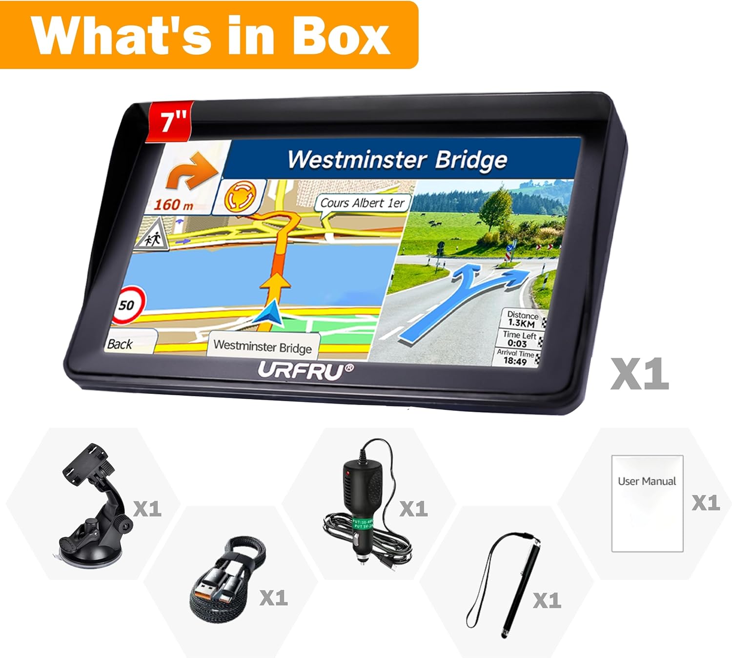 Skiennix 7-Inch GPS Navigator - HD Touchscreen, Offline Maps, Voice Guidance & Lifetime Updates