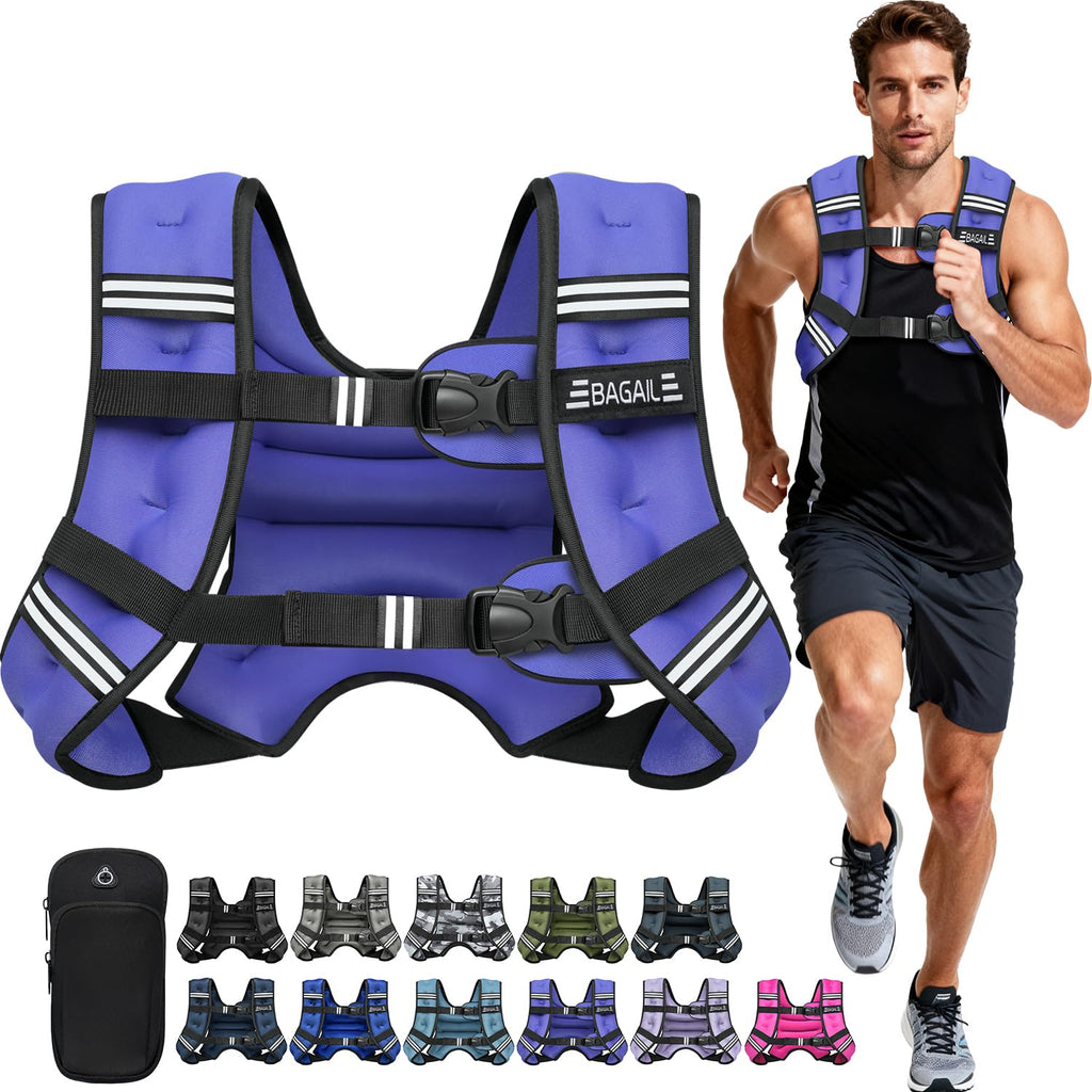 BAGAIL Comfort-Fit Weighted Vest for Woman, Even Weight Distribution, Faster Weight Loss, No-Chafe or Bounce for Walking & Running with Detachable Phone Pouch & Reflective Stripes (Available 5-30lbs)