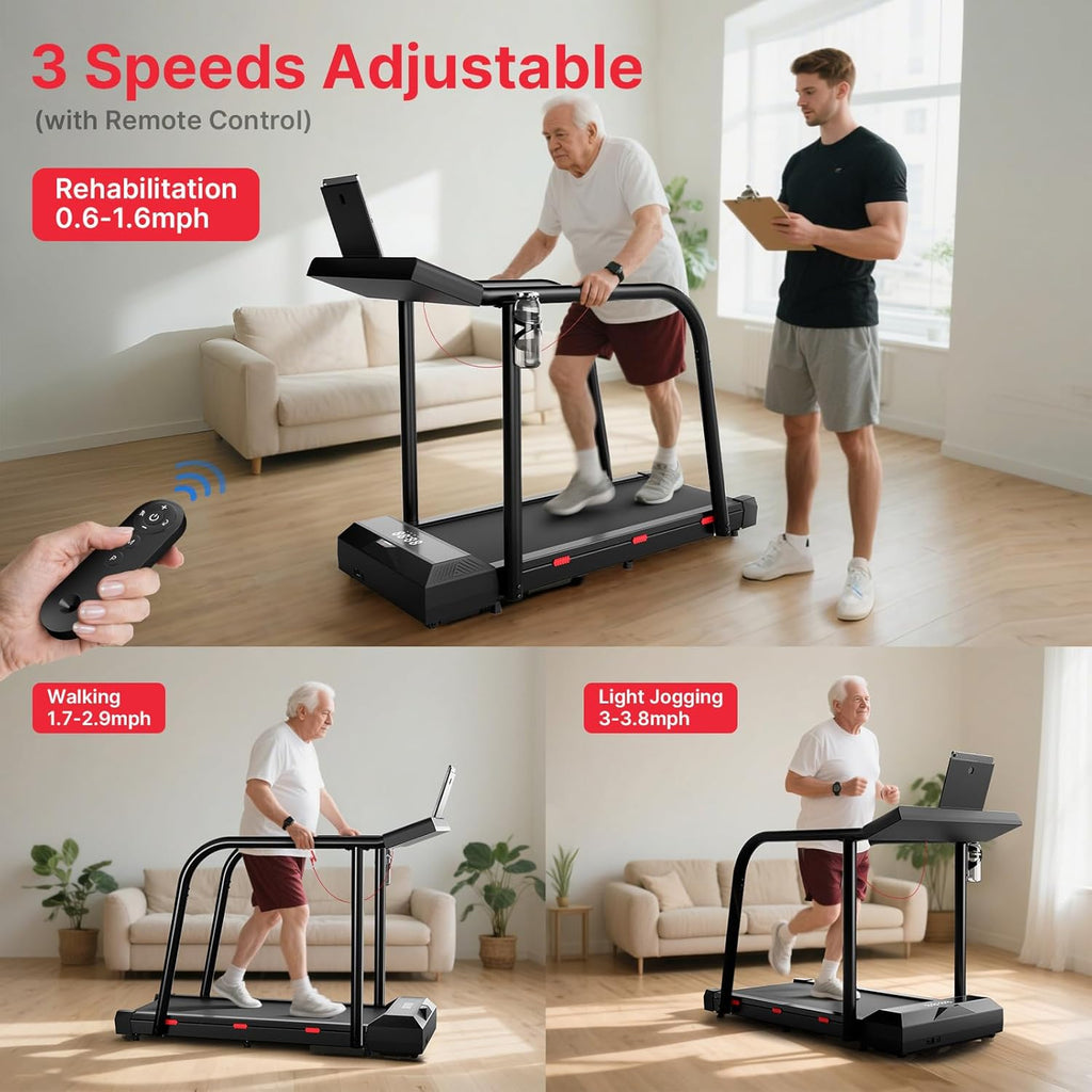 Yesoul Walking Treadmill for Seniors - Safe Home Exercise Machine with Long Handrails & LED Display, 300 lbs Capacity