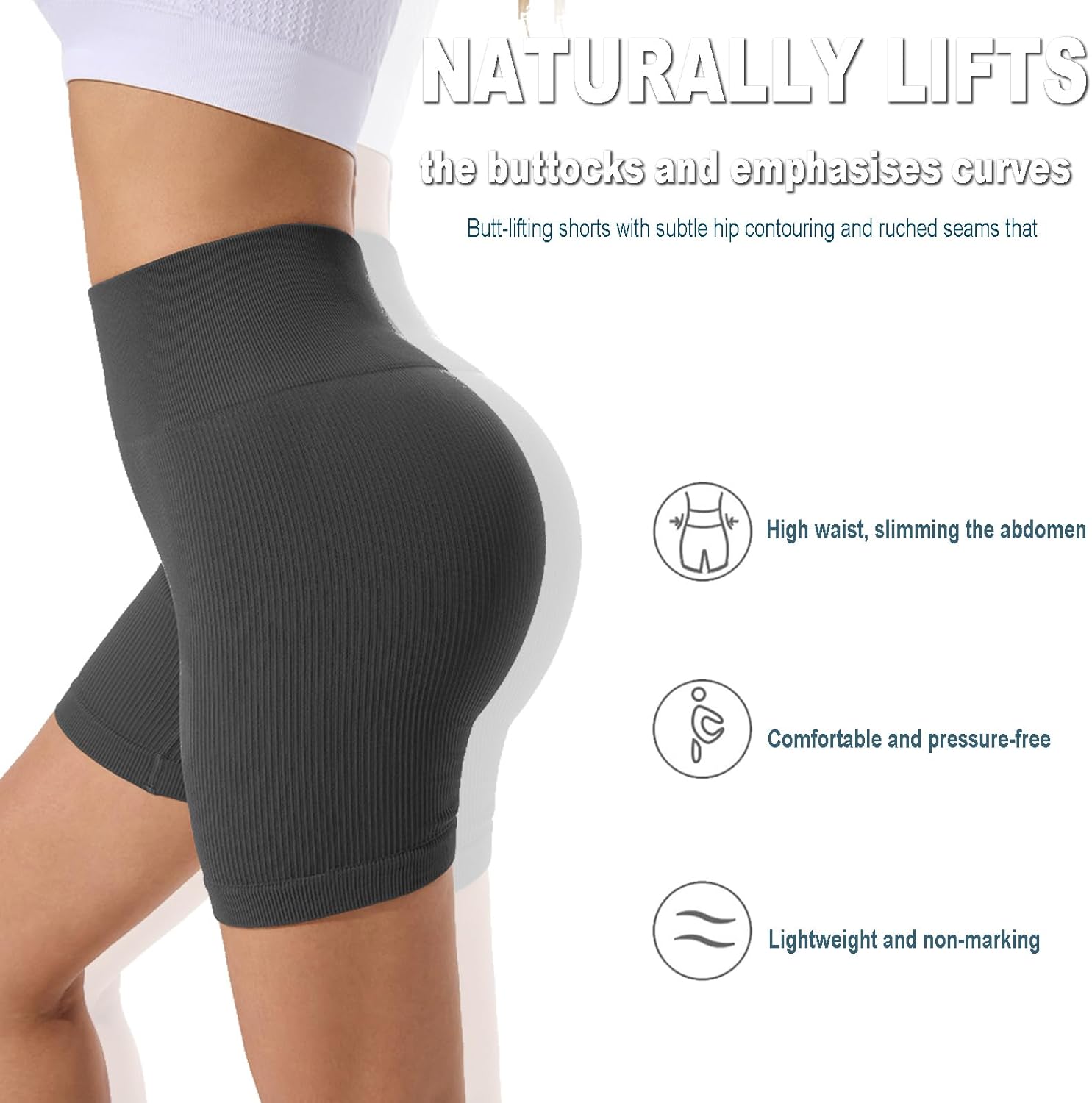 Skiennix Women’s Athletic Shorts - High Waisted Butt Lifting Seamless Biker Shorts for Gym & Yoga