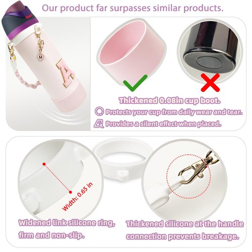 Silicone Boot Cute Monogram Set Compatible with Owala Water Bottle 24 oz - Perfect Letter Owala Accessories for Owala Tumbler, Owala Free Sip, Pink Owala, Black Owala, owala coffee tumbler (Pink, N)