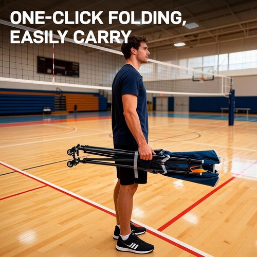 Ever Advanced Rolling Ball Storage Cart - Lockable Wheels & Collapsible Design | 33x22.8in/45x25in Multi-Sport Organizer