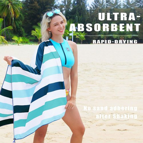 Exclusivo Mezcla Large Microfiber Beach Towel - Quick Dry, Lightweight & Sand-Free | Green, 30x60 Inches