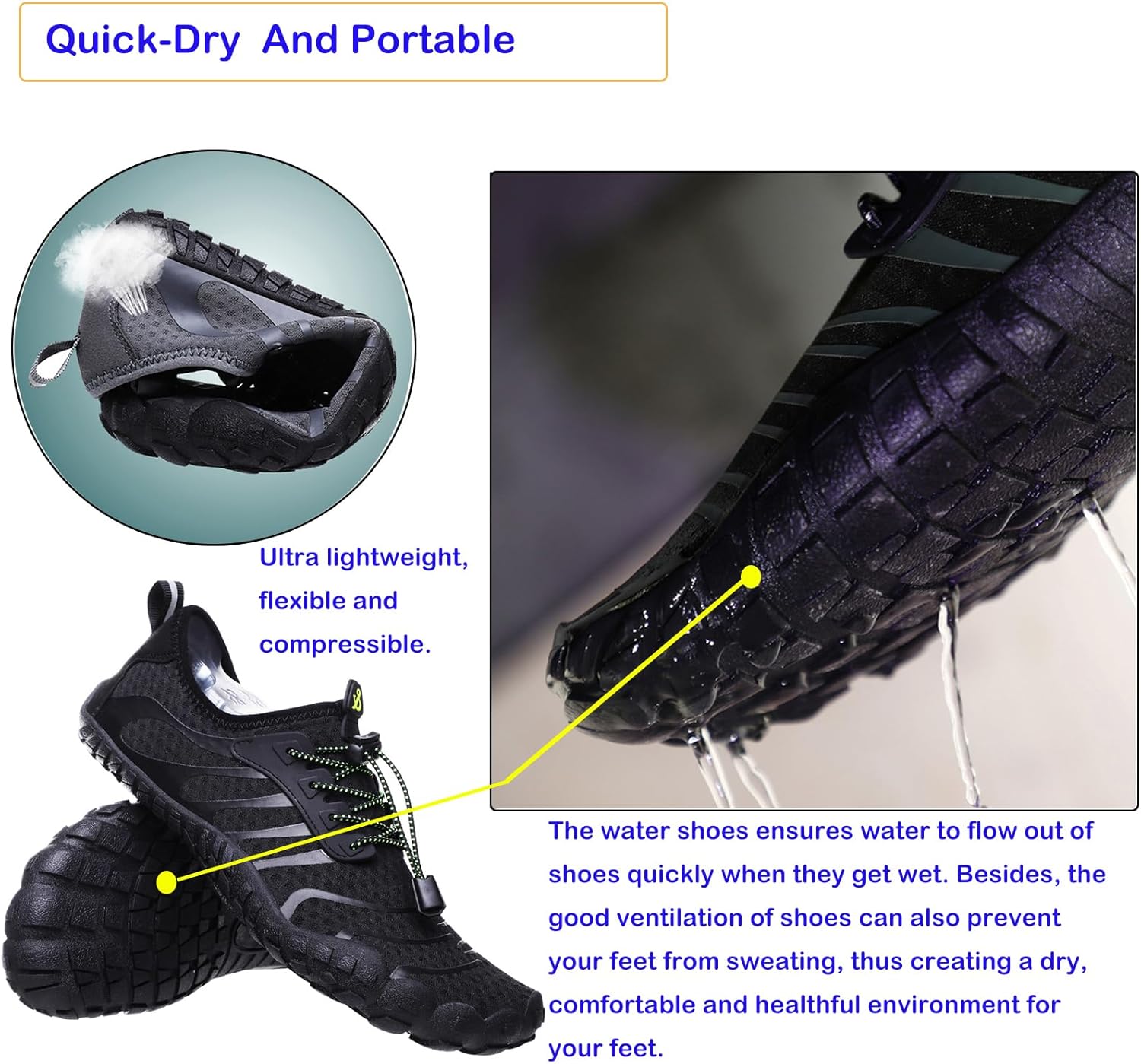 Skiennix Water Shoes - Quick Dry Barefoot Aqua Shoes for Men & Women | Ideal for Beach, Pool, Hiking, and Yoga