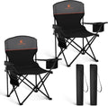 High Point Sports Portable Camping Chair - Lightweight Folding Outdoor Chair | 350 lbs Capacity, Black, 2 Pack
