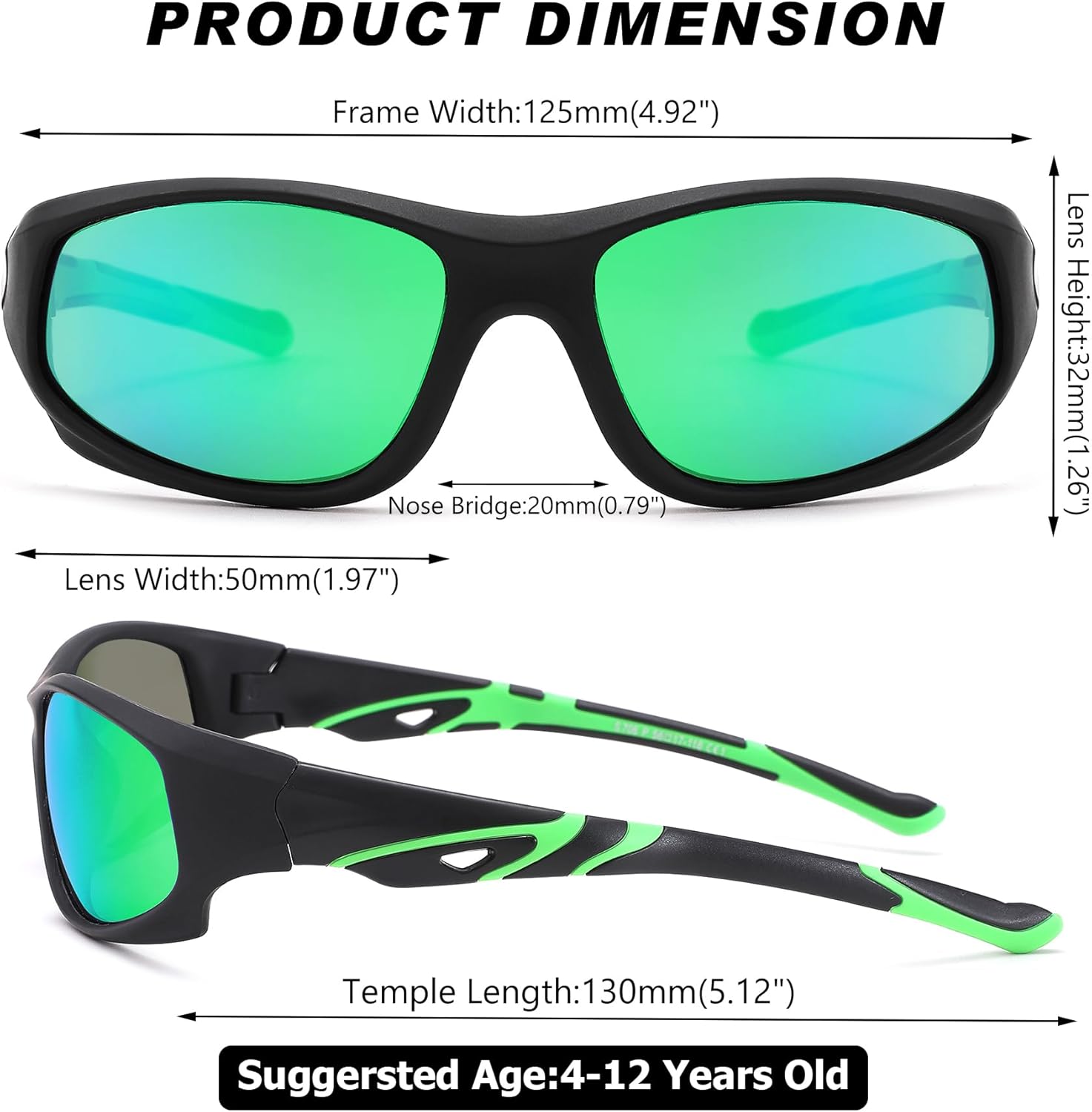 Skiennix Kids Baseball Sunglasses - Unbreakable Polarized Sports Shades with Strap for Ages 4-12