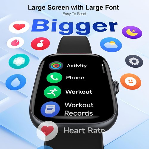 DAVIKO Smart Watch - Senior Friendly Fitness Tracker with Large Font | Waterproof Pedometer for Men & Women