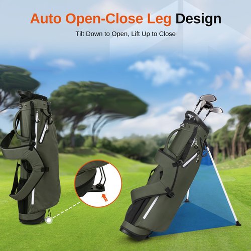 Full Choice Lightweight Golf Stand Bag, Durable 4 Way Full-Length Dividers with Dual Straps & Stand Golf Carry Bag, Olive Green