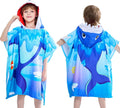 WERNNSAI Shark Kids Beach Towel - Hooded Towel Wrap 27"" x 27"" Kids Hooded Poncho Sand Free Beach Towel for Girls Bath Pool Quick Dry Soft Kids Bath Towel for Travel Shower Swim, Large