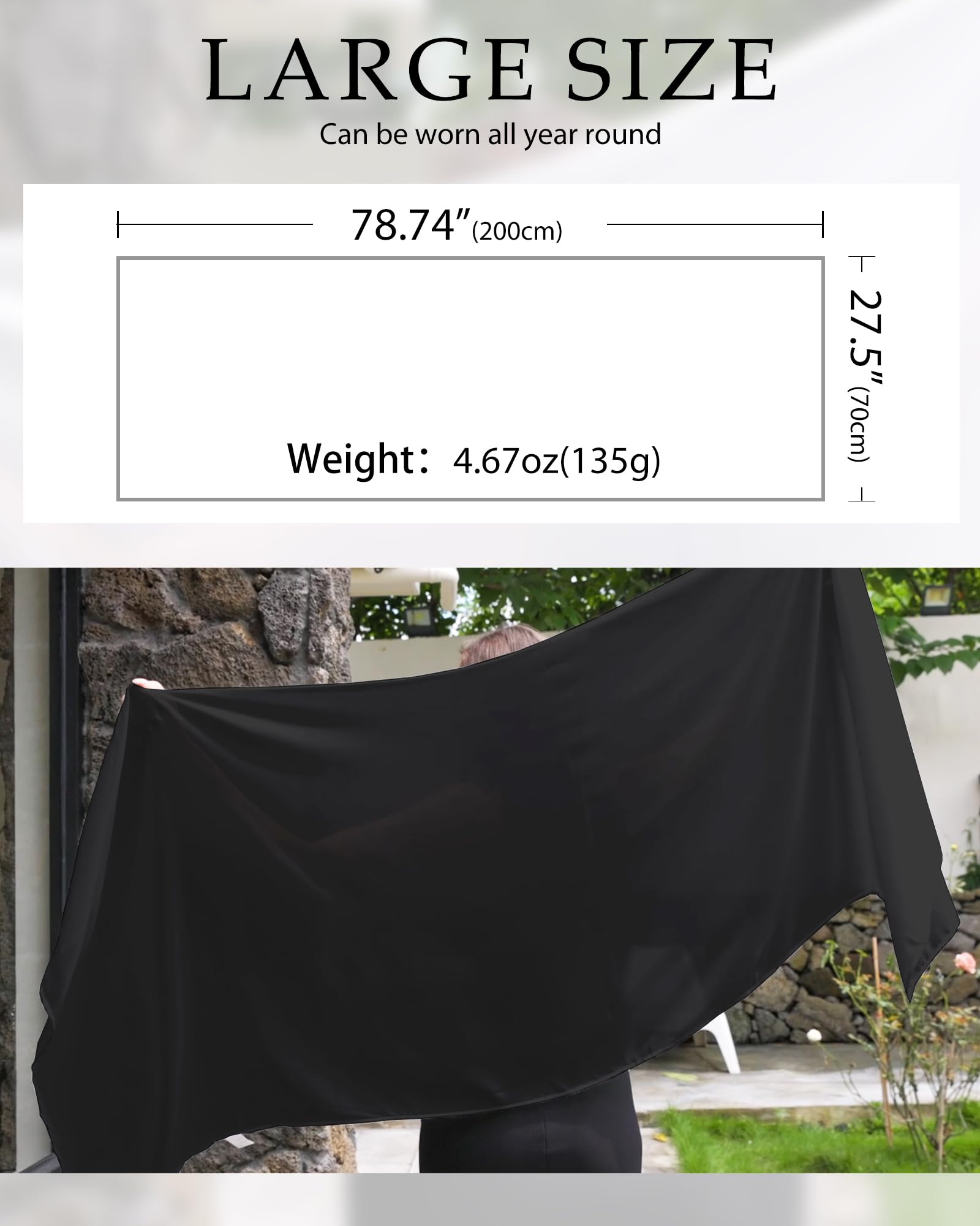 CHICGAL Women's Shawls and Wraps for Wedding Bridal Bridesmaid Evening Dress Scarf Long Scarves (Black)
