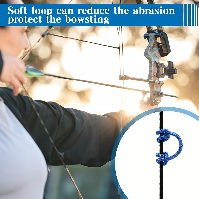 D Loop Ropes 10 ft Archery Bow String Release Set – 8 Color Nylon D Loop Wires for Compound Bows