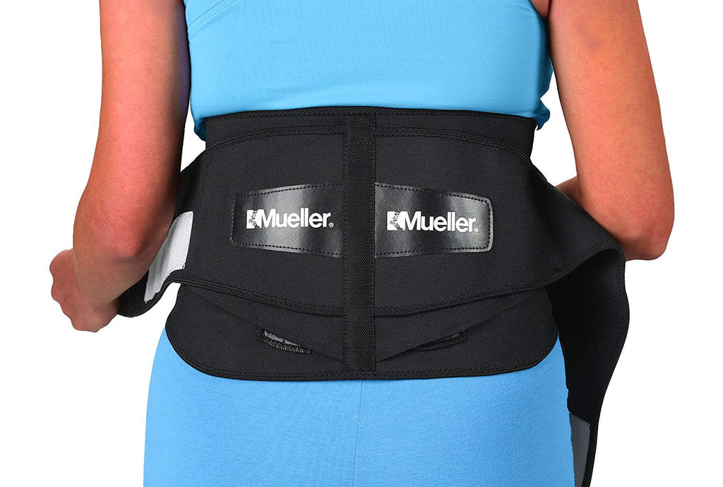 MUELLER Sports Medicine Lumbar Back Brace with Removable Pad, Ideal for Upper and Lower Back Pain, Relief & Support for Men and Women, Strains, Sciatica, Scoliosis, Black, Regular Size