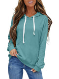 Teal EasyGala Womens Lightweight Drawstring Hooded Sweatshirt - Large