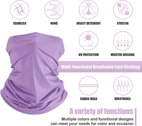 Geyoga UV Protection Cooling Neck Gaiter - 6 Pieces Breathable Face Mask Scarf for Summer