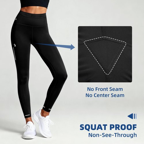 Clbort Running Leggings for Women with 6 Pockets Gym Workout Leggings High Waisted Yoga Pants Tummy Control Compression Pants Black
