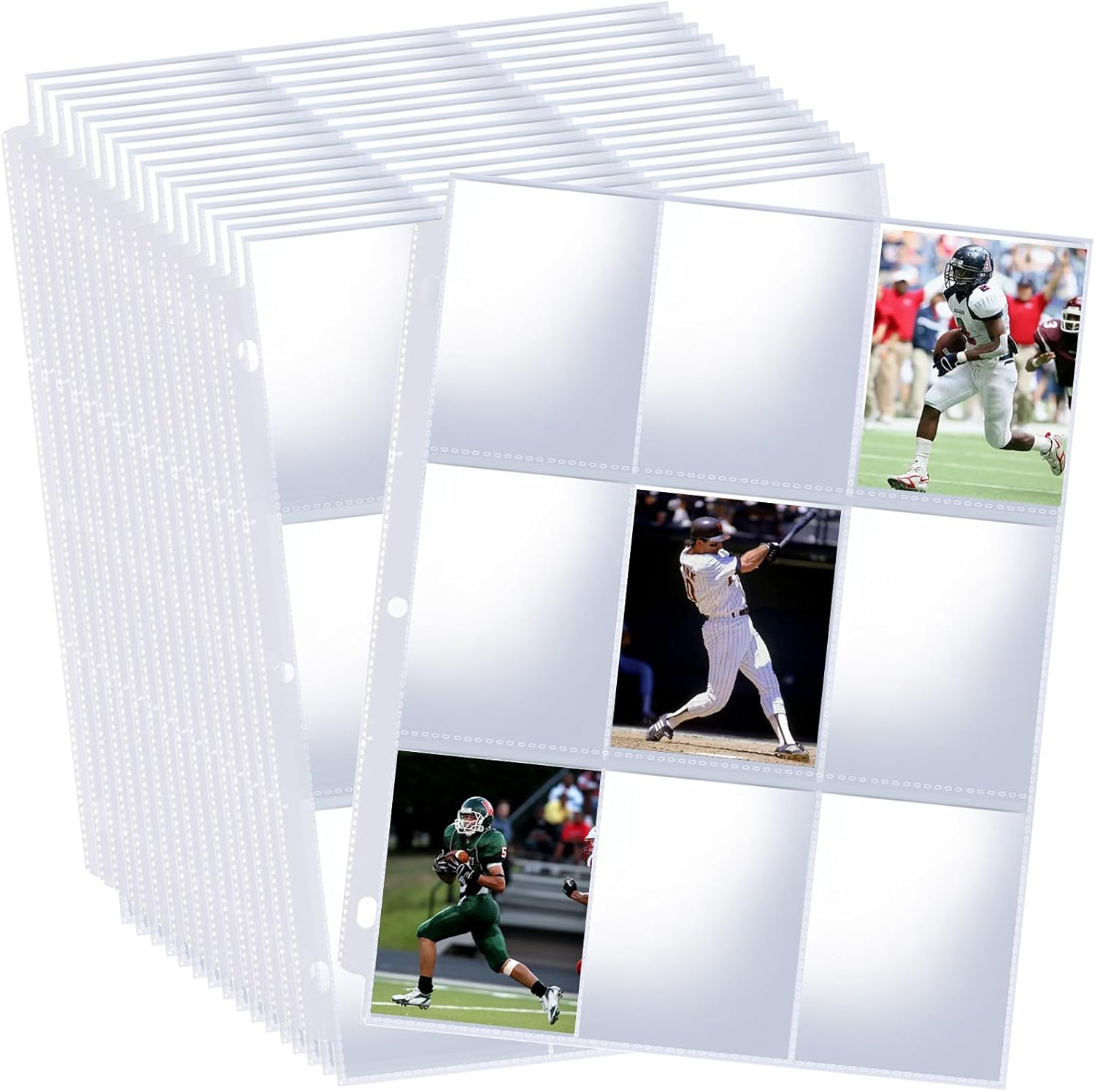 Skiennix 900 Pockets Binder Sheets - Top Loading Trading Card Pages for 3 Ring Binders | Double-Sided Clear Sleeves