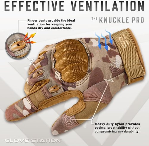 Glove Station Touchscreen Utility Gloves for Men - Hard Knuckle Protection | Multicam XX-Large