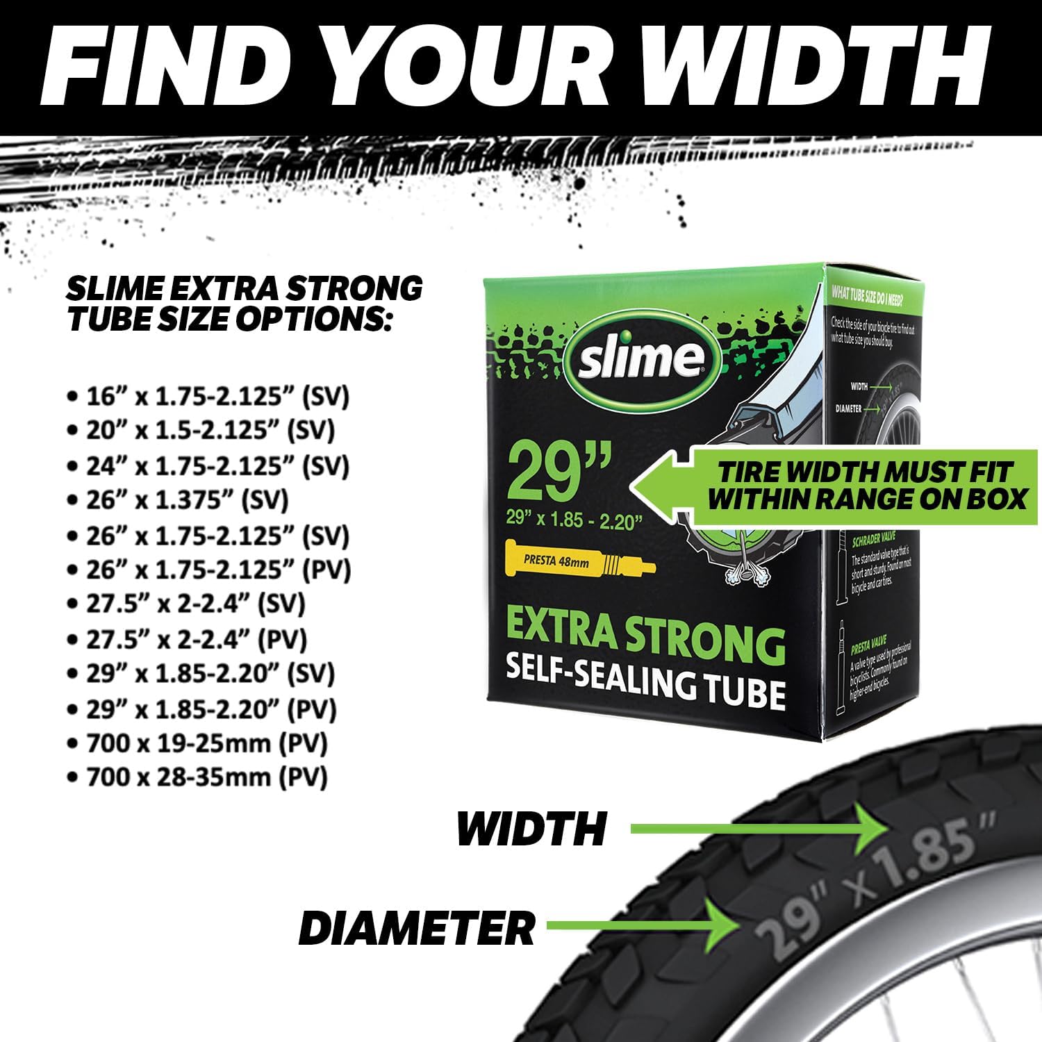 Slime Extra Strong Self-Sealing Bike Tube - Durable Tire Protection with Fibro-Seal Technology