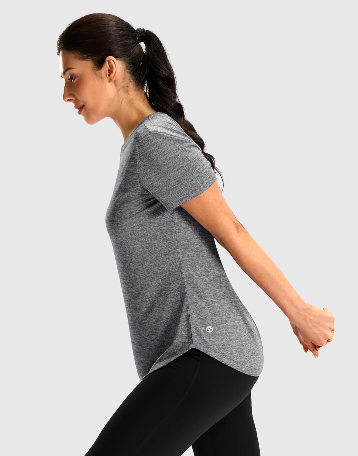 Skiennix Women's Workout Shirt - Lightweight Short Sleeve Athletic Top for Hiking & Running, Bum-Covering Length
