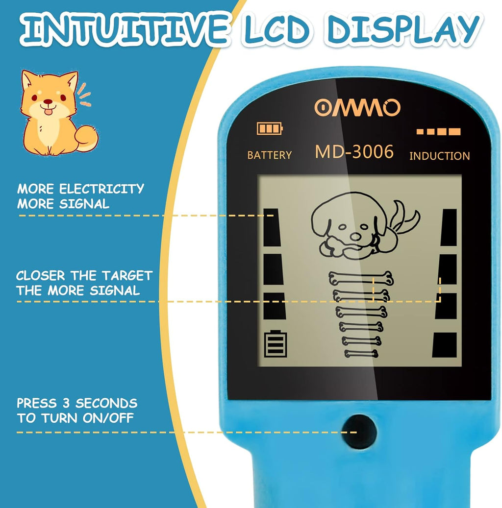 OMMO Metal Detector - Adjustable 27.5”-37.8” Lightweight Kids Metal Detector with LCD Display & 6” Coil