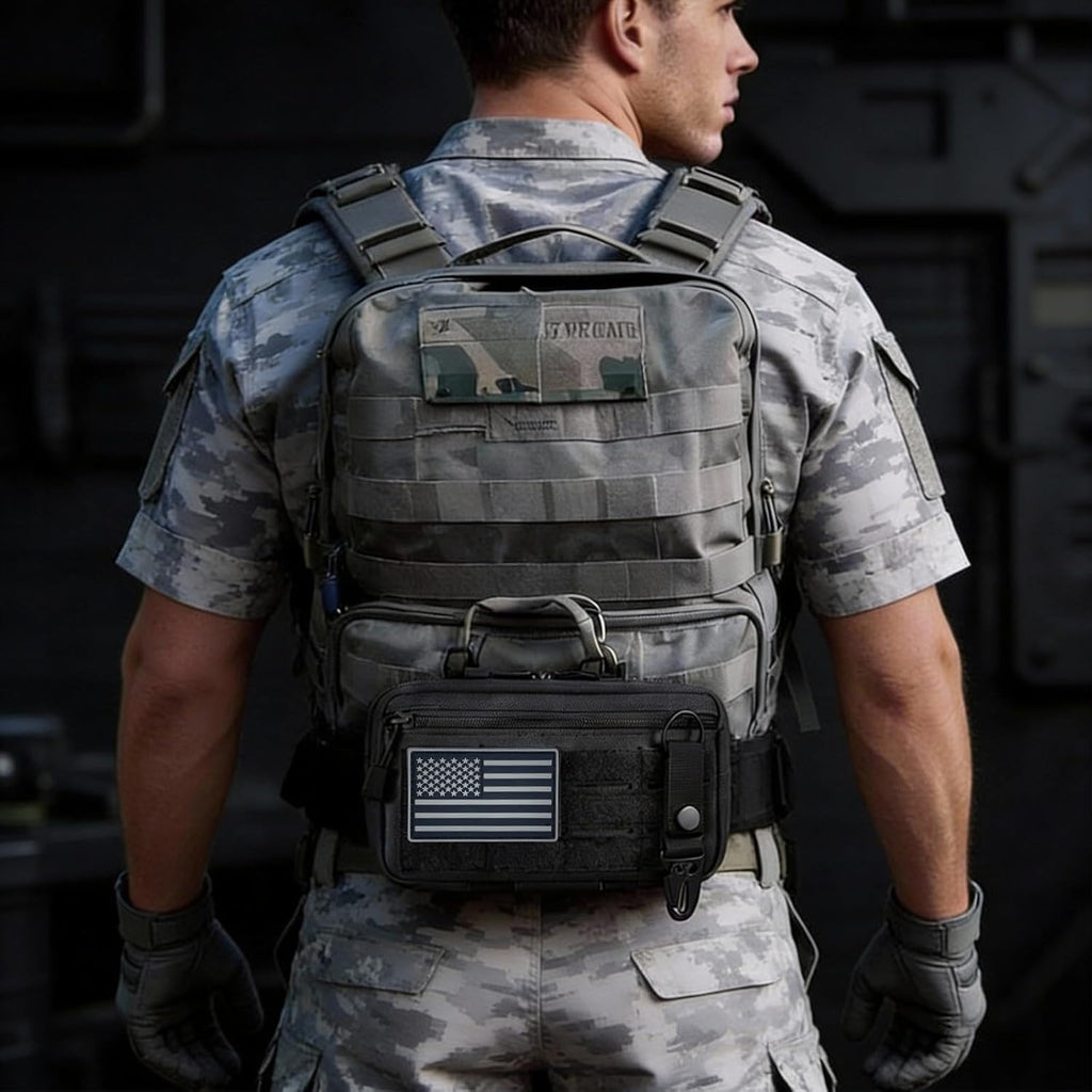 Skiennix Tactical Molle Pouch - Utility Laser Cut EDC Tool Holder with US Flag Patch for Dad