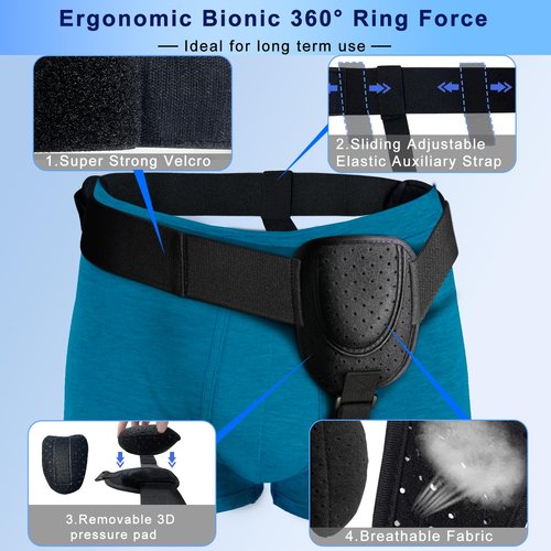 Poedist Hernia Support Belt for Men or Women for Unilateral Inguinal Hernia or Other Hernias with Removable Pads, Adjustable Waist Belt for Abdominal Compression, Lumbar Support (Large 30-42 Inch)