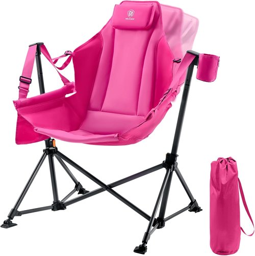 Ever Advanced Padded Oversized Hammock Chair - Heavy Duty Portable Swing with Multi-Storage Pockets | Supports Up to 400lbs, Pink