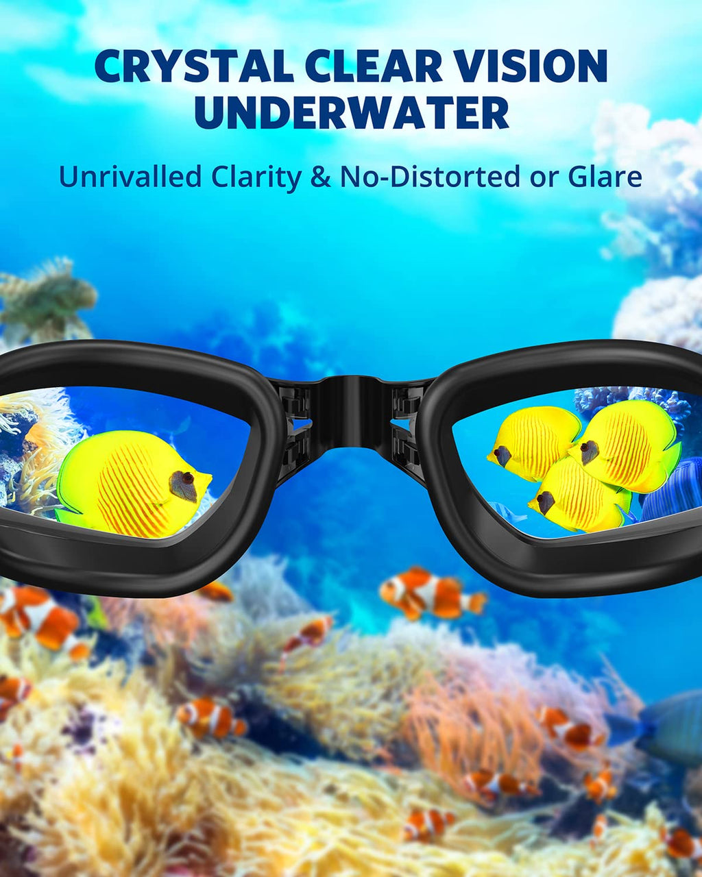 Aegend Swim Goggles, Swimming Goggles No Leaking Full Protection Adult Men Women Youth, Black-color Lens