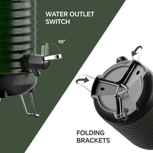 IDEUS Insulated Beverage Dispenser - Vacuum Double-Wall Stainless Steel Water Cooler | 1.4 Gallon, Green