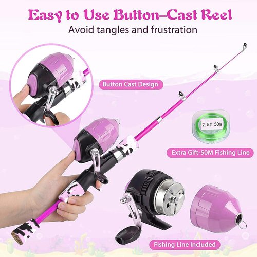 Milerong Kids Fishing Rod - Portable Telescopic Fishing Pole Combo Kit for Boys & Girls | Includes Reel & Tackle