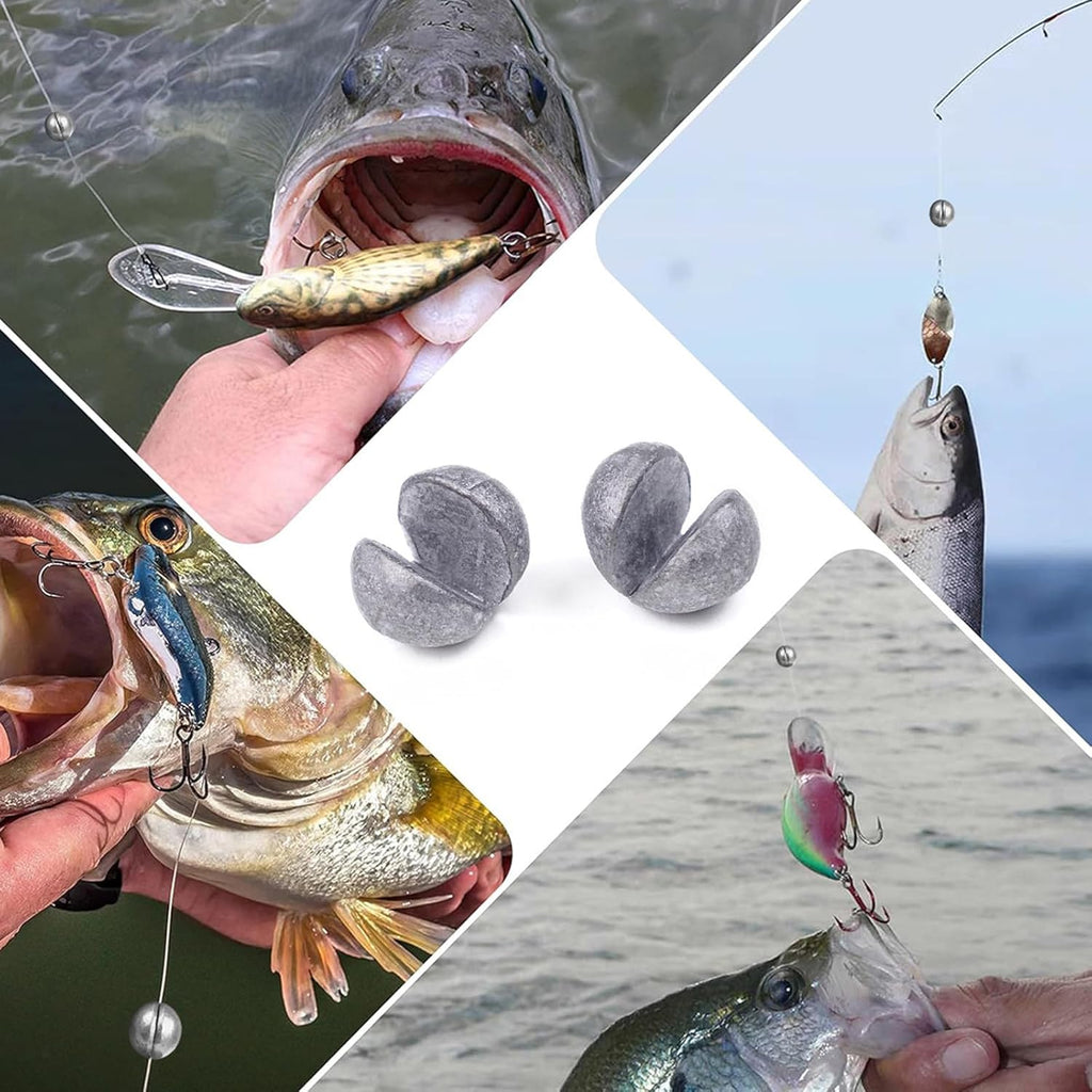 Skiennix Fishing Weights Sinkers - 230 Pcs Round Split Shot Sinker Set | 5 Sizes Available