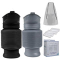 Pee Bottles for Men, Collapsible Emergency Urinal With Disposable Replacement Bags, Leakproof Car Pee Bottle for Men and Women, Set Urine Bottle, Travelling, Traffic Jams & Hiking (black and gray)