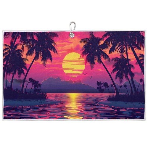 Pardick Golf Towel for Men Women Beach Palm Flower Golf Towels for Golf Bags with Clip Microfiber Fabric Clean Golf Balls Accessories Great Funny Gifts Golfs Club Fan 24 x 15in